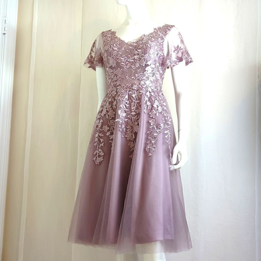 Party, Special Occasion Dress Mauve Lace, Sparkle and Tulle Size 4 NWOT